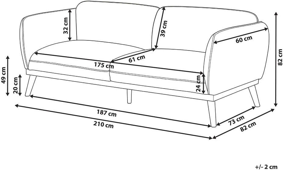 Beliani Trivietė sofa LJUNG, šviesiai ruda