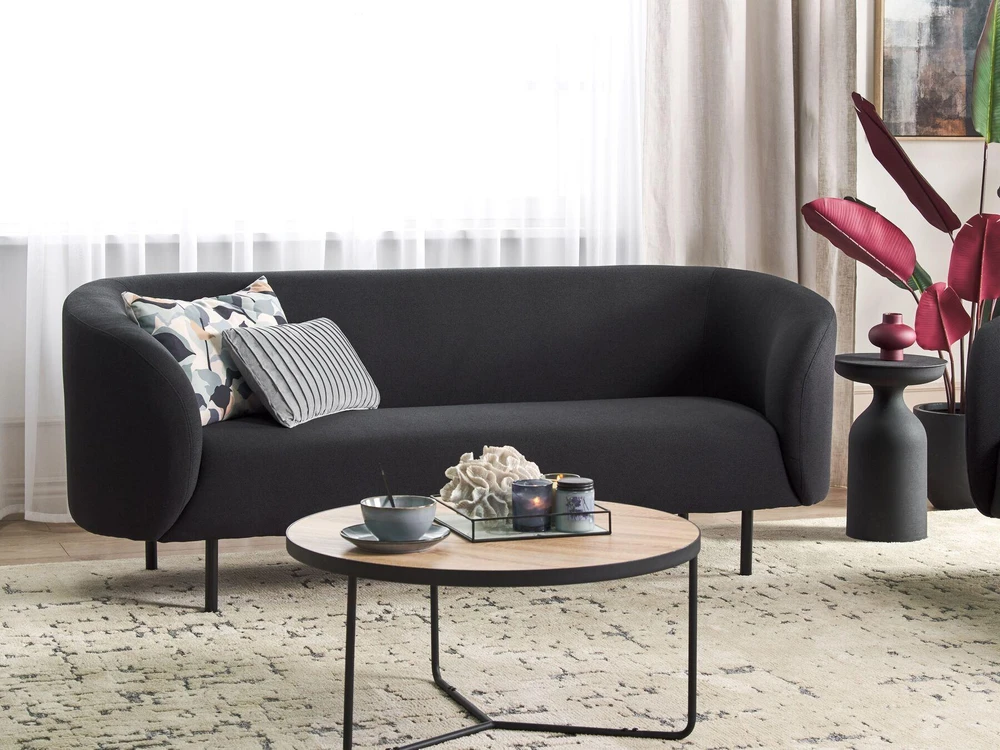 Beliani Trivietė sofa LOEN juoda