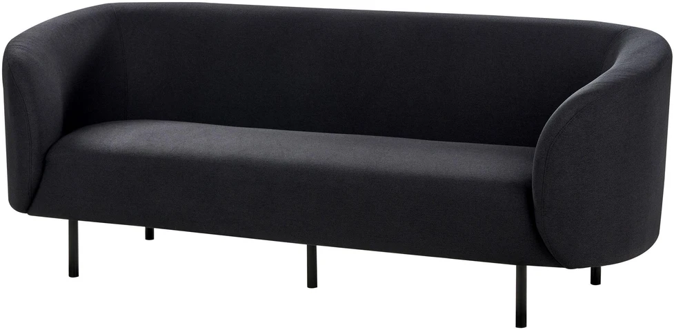 Beliani Trivietė sofa LOEN juoda