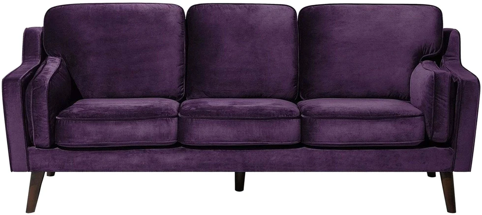 Beliani Trivietė sofa LOKKA veliūrinė purpurinė