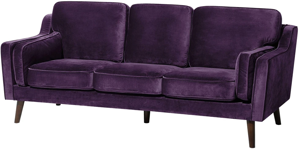 Beliani Trivietė sofa LOKKA veliūrinė purpurinė