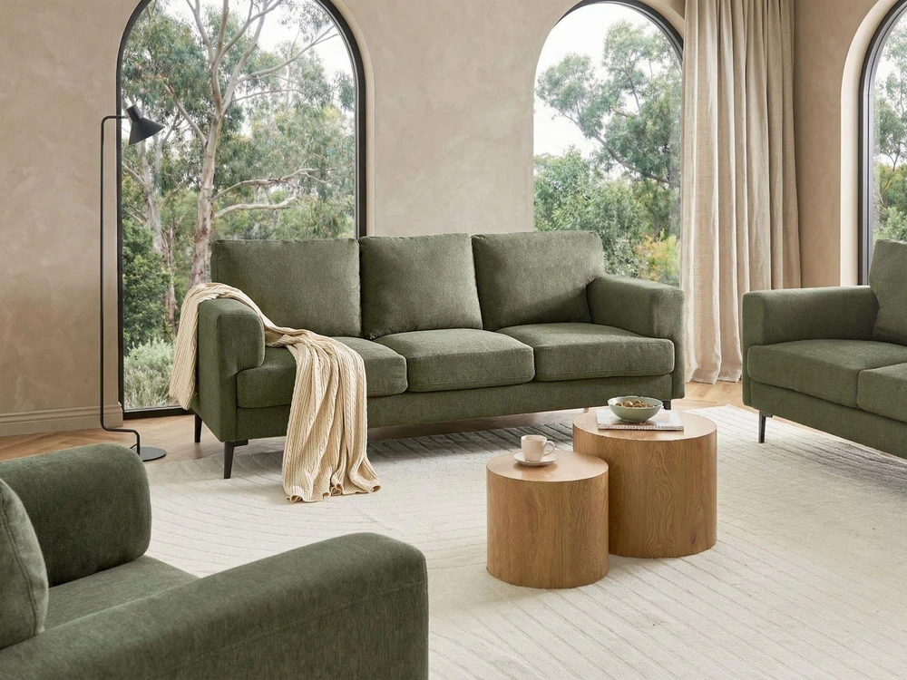 Beliani Trivietė sofa LOUSTO Žalia