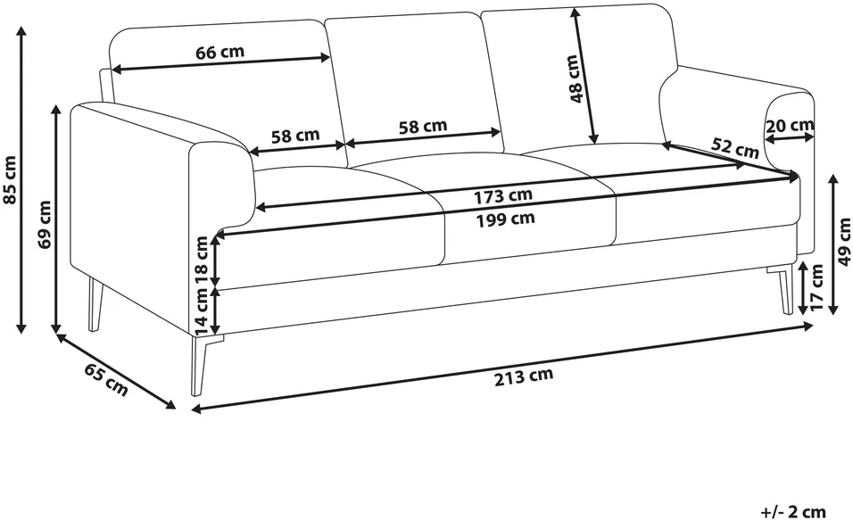 Beliani Trivietė sofa LOUSTO Žalia