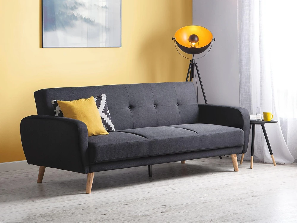 Beliani Trivietė sofa-lova FLORLI Juoda
