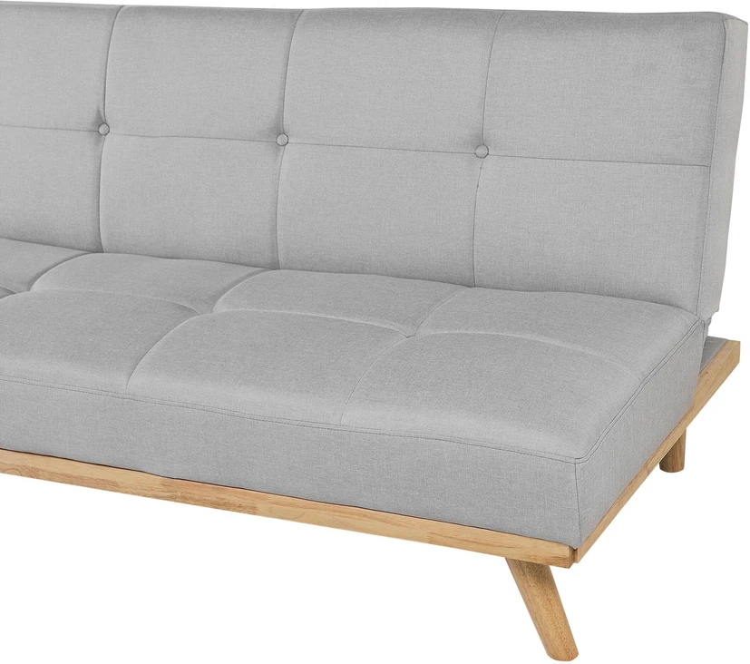 Beliani Trivietė sofa lova FROYA Šviesiai pilka