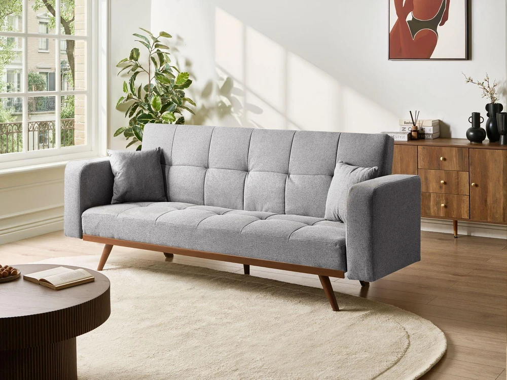 Beliani Trivietė sofa-lova HJULBY Pilka