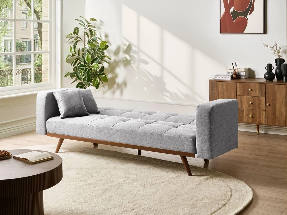Beliani Trivietė sofa-lova HJULBY Pilka