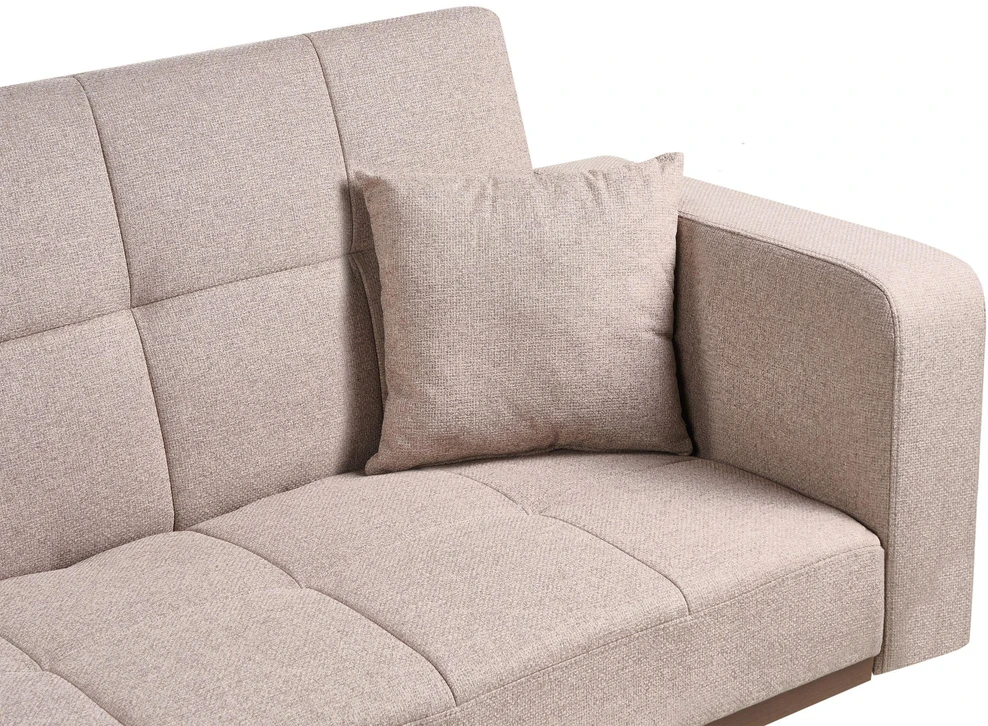 Beliani Trivietė sofa-lova HJULBY Šviesiai ruda