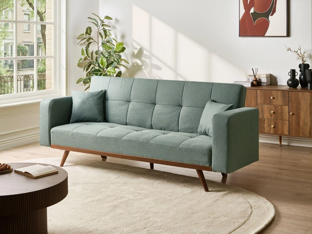 Beliani Trivietė sofa-lova HJULBY žalia