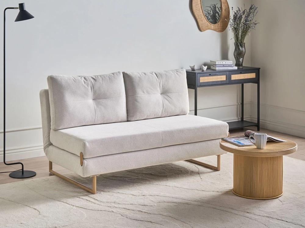 Beliani Trivietė sofa-lova JERSLEV, kreminės spalvos