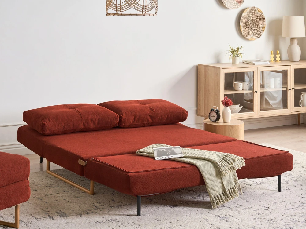 Beliani Trivietė sofa-lova JERSLEV, raudona