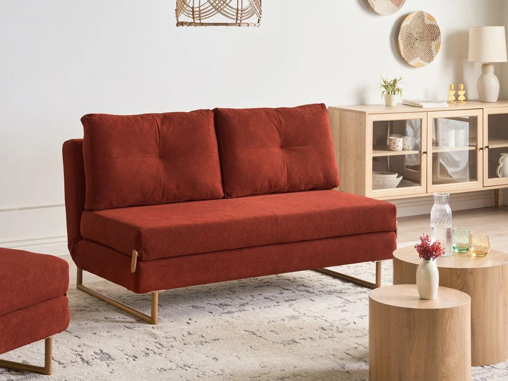Beliani Trivietė sofa-lova JERSLEV, raudona