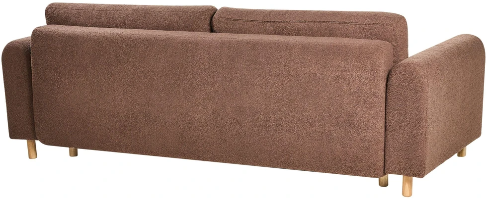 Beliani Trivietė sofa-lova KVAM Boucle ruda su daiktadėže