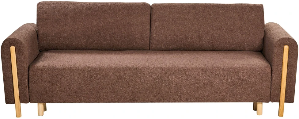 Beliani Trivietė sofa-lova KVAM Boucle ruda su daiktadėže
