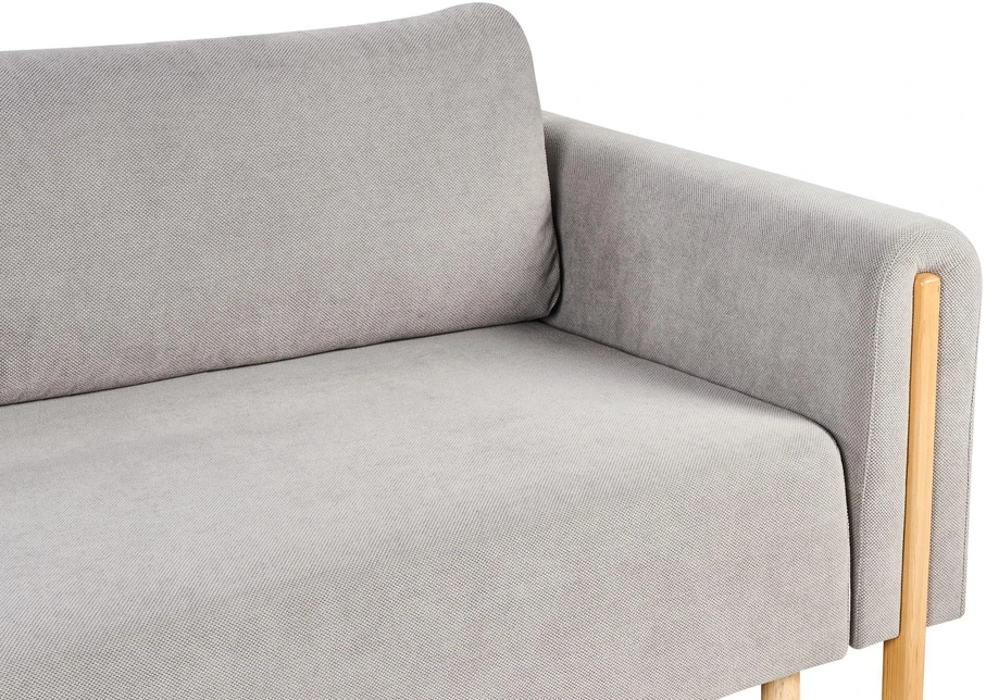 Beliani Trivietė sofa-lova KVAM, pilka, su patalynės dėže