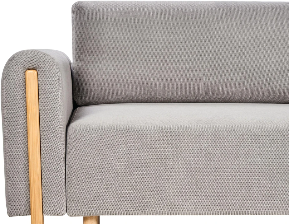 Beliani Trivietė sofa-lova KVAM, pilka, su patalynės dėže