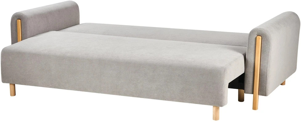 Beliani Trivietė sofa-lova KVAM, pilka, su patalynės dėže