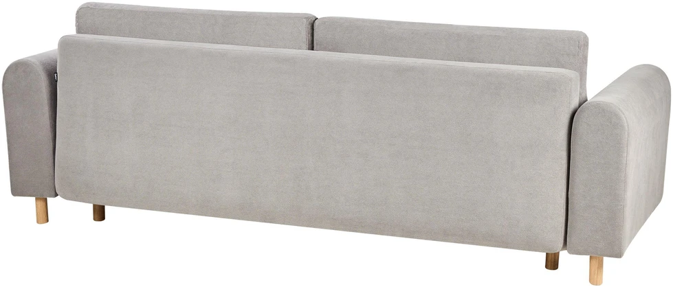 Beliani Trivietė sofa-lova KVAM, pilka, su patalynės dėže
