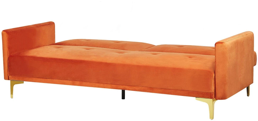 Beliani Trivietė sofa-lova LUCAN iš veliūro, oranžinė