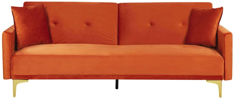 Beliani Trivietė sofa-lova LUCAN iš veliūro, oranžinė