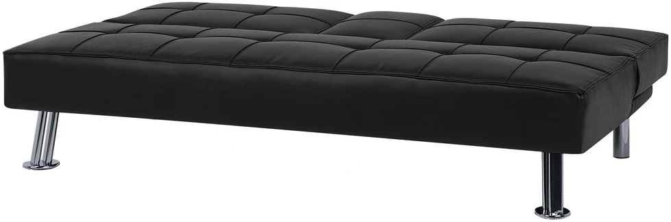Beliani Trivietė sofa-lova ROXEN iš eko odos, juoda