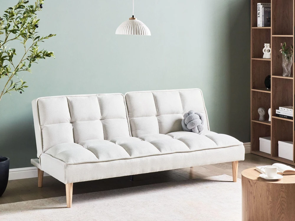 Beliani Trivietė sofa-lova SILJAN, kreminė