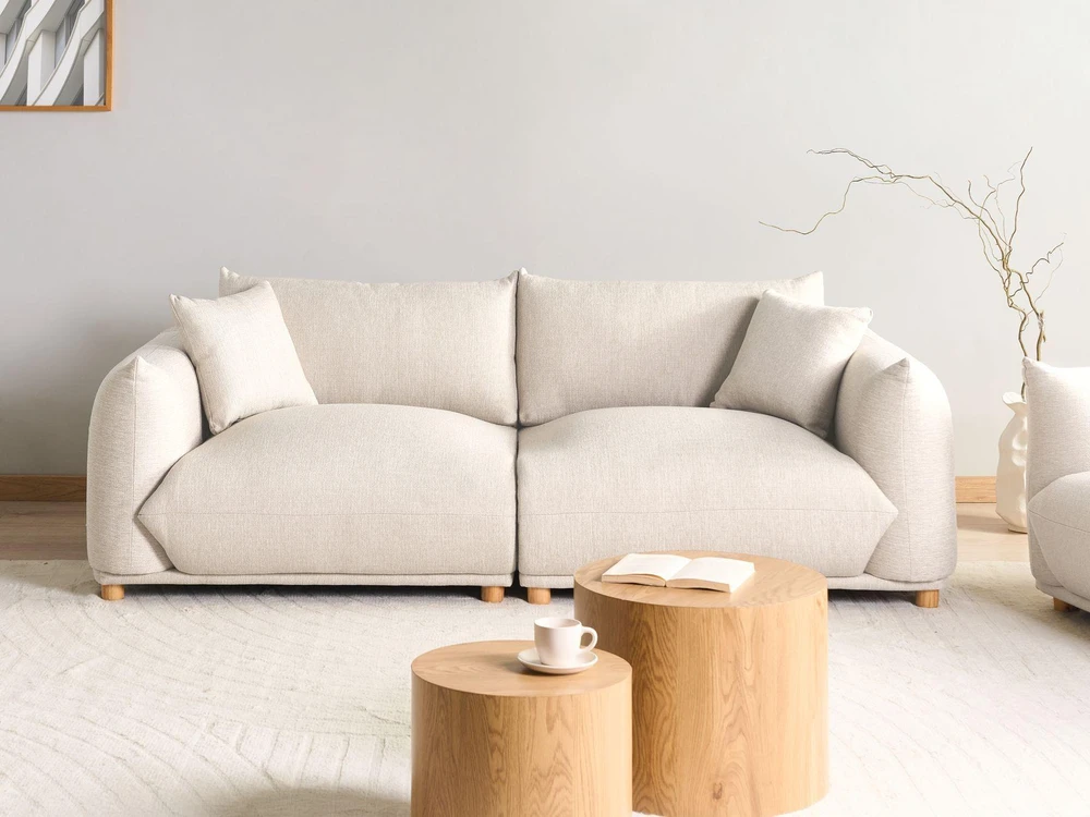 Beliani Trivietė sofa LUVOS smėlio spalvos