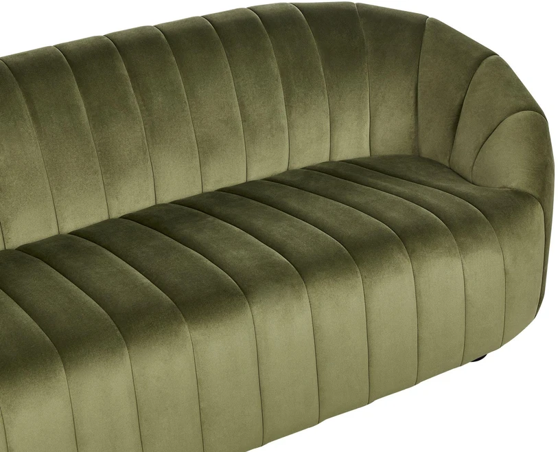 Beliani Trivietė sofa MALUNG, veliūras, tamsiai žalia