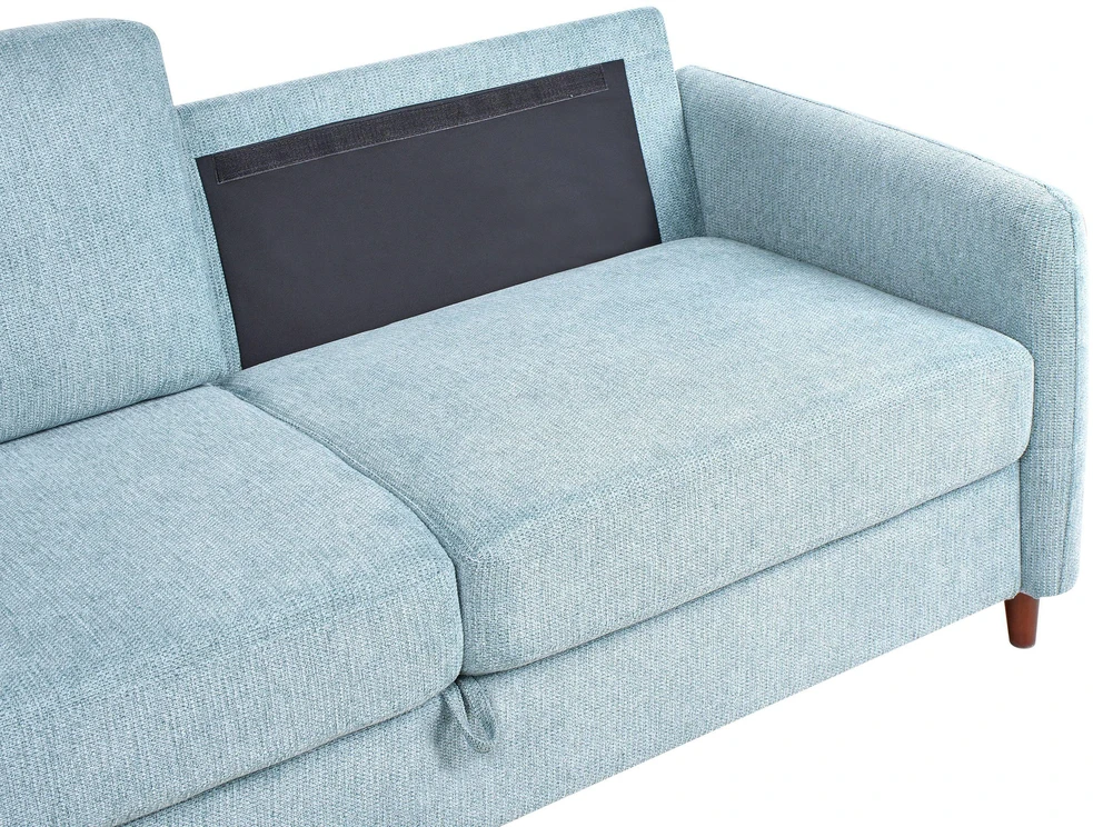 Beliani Trivietė sofa MARE mėlyna su daiktadėže