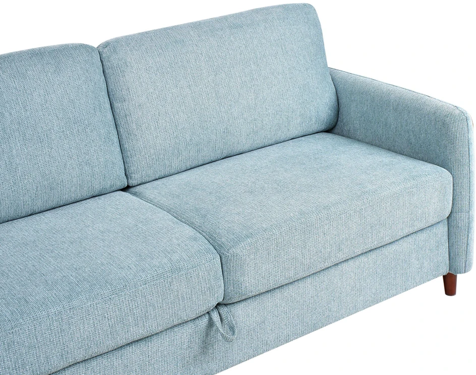 Beliani Trivietė sofa MARE mėlyna su daiktadėže