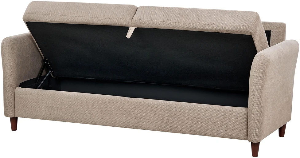 Beliani Trivietė sofa MARE smėlio-pilkos spalvos su daiktadėže