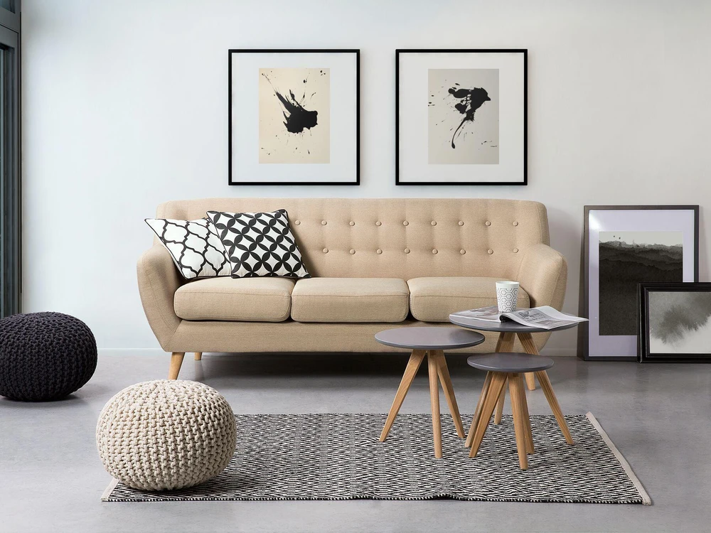 Beliani Trivietė sofa MOTALA, smėlio spalvos