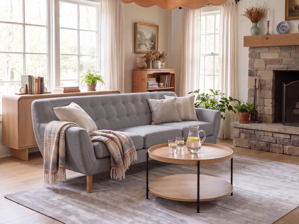 Beliani Trivietė sofa MOTALA šviesiai pilka