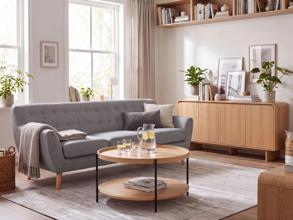 Beliani Trivietė sofa MOTALA šviesiai pilka