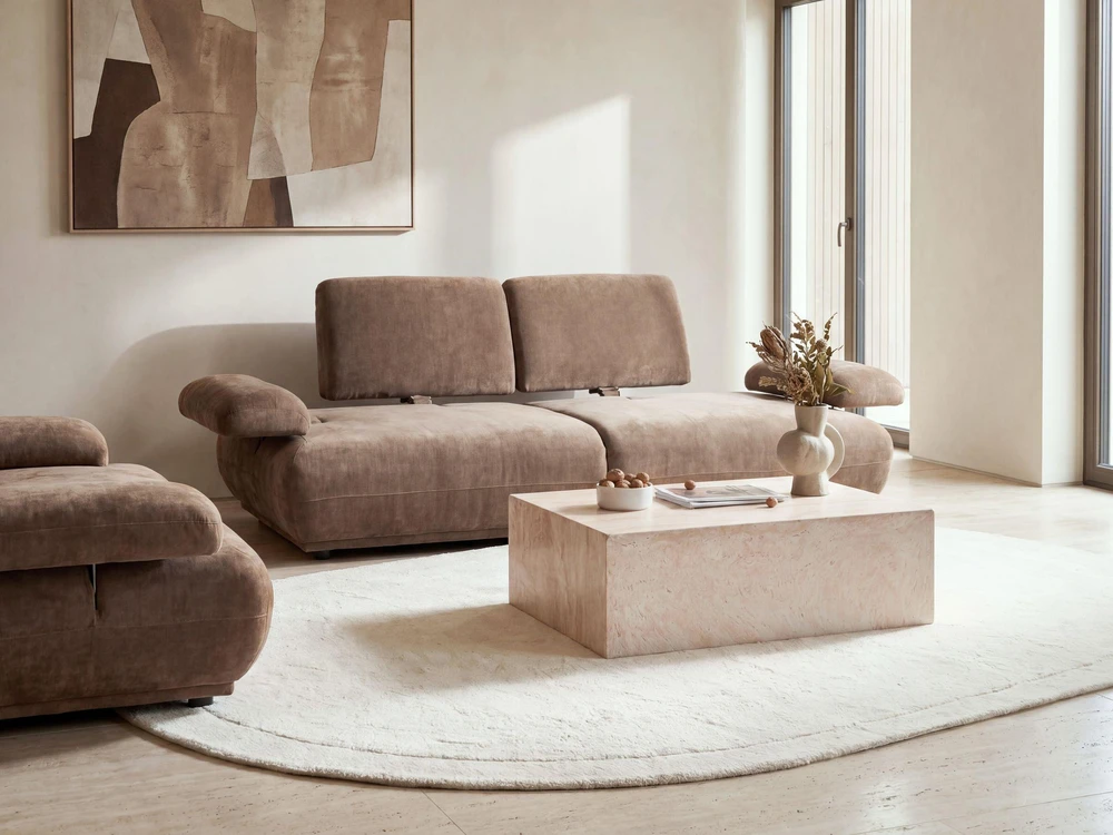 Beliani Trivietė sofa NACKA, šenilinė, ruda