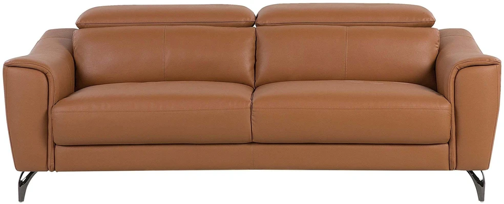 Beliani Trivietė sofa NARWIK Natūrali oda, auksinės rudos spalvos