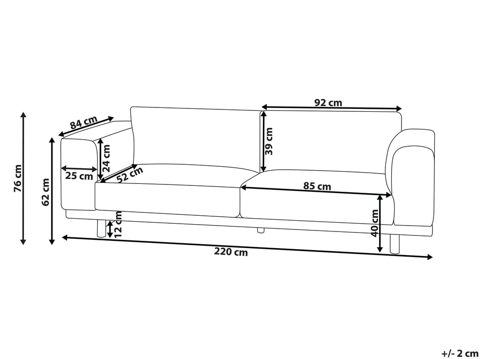 Beliani Trivietė sofa NIVALA šviesiai pilka