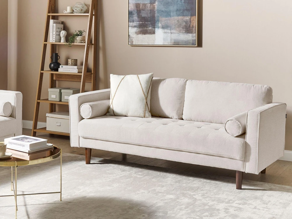 Beliani Trivietė sofa NURMO Šviesiai smėlio spalvos