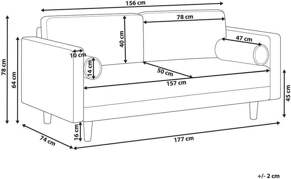Beliani Trivietė sofa NURMO Šviesiai smėlio spalvos
