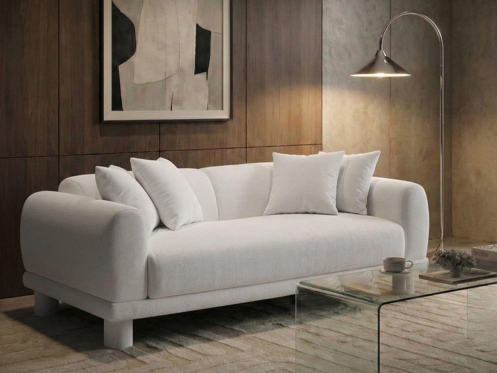 Beliani Trivietė sofa PORI, kreminė balta