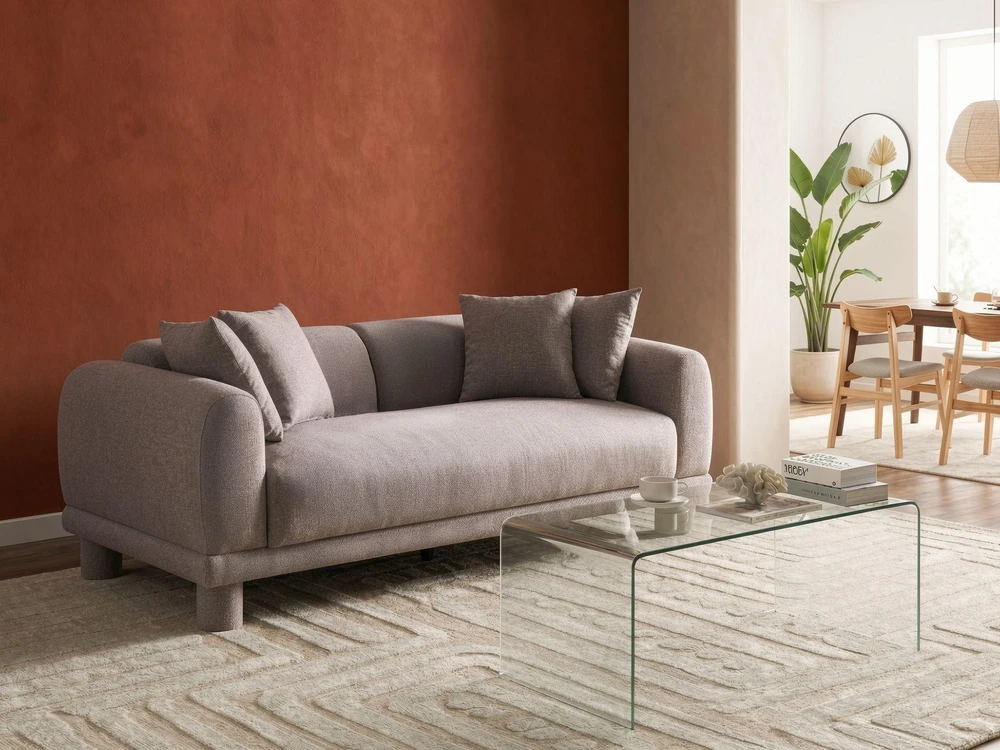 Beliani Trivietė sofa PORI smėlio pilkos spalvos