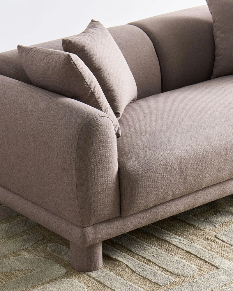Beliani Trivietė sofa PORI smėlio pilkos spalvos