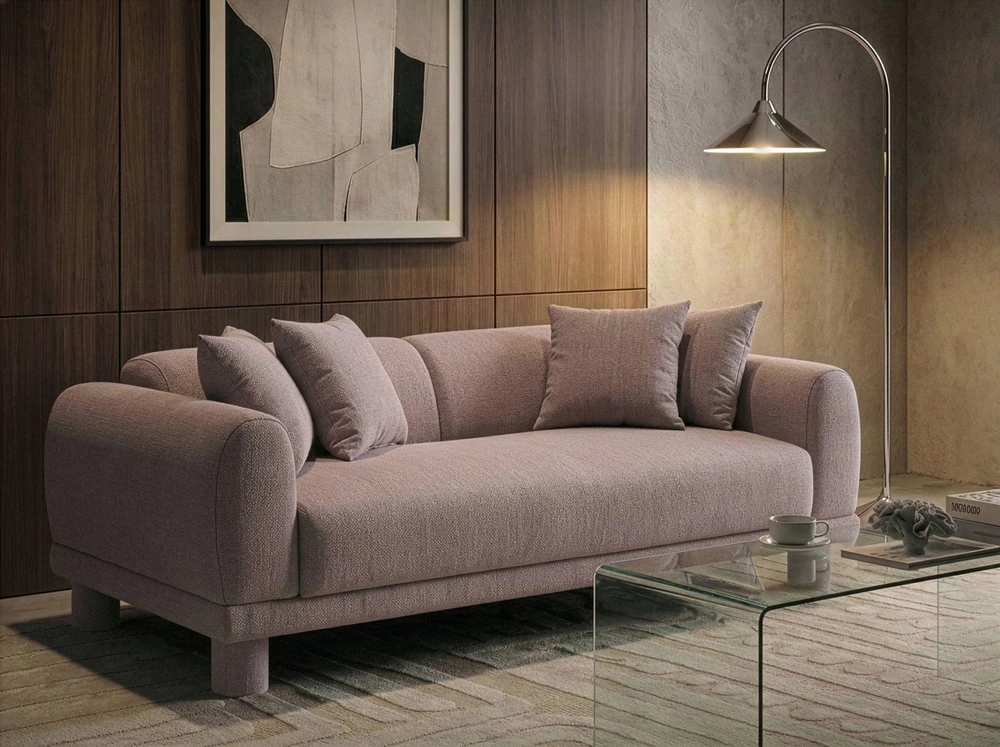 Beliani Trivietė sofa PORI smėlio pilkos spalvos