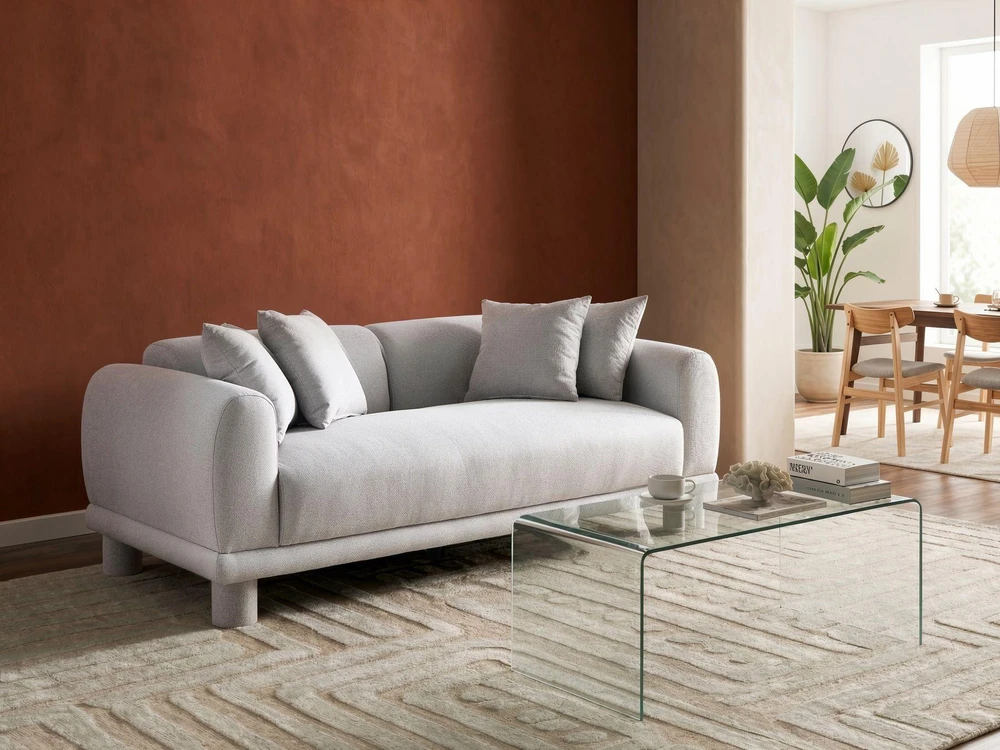 Beliani Trivietė sofa PORI Šviesiai pilka