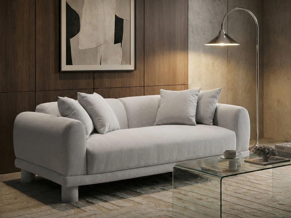 Beliani Trivietė sofa PORI Šviesiai pilka
