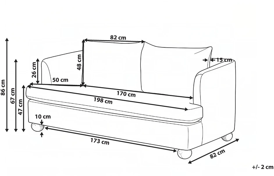 Beliani Trivietė sofa RATTVIK, rudas šenilas