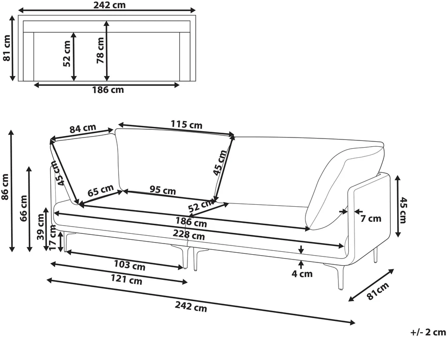 Beliani Trivietė sofa REVSNES ruda