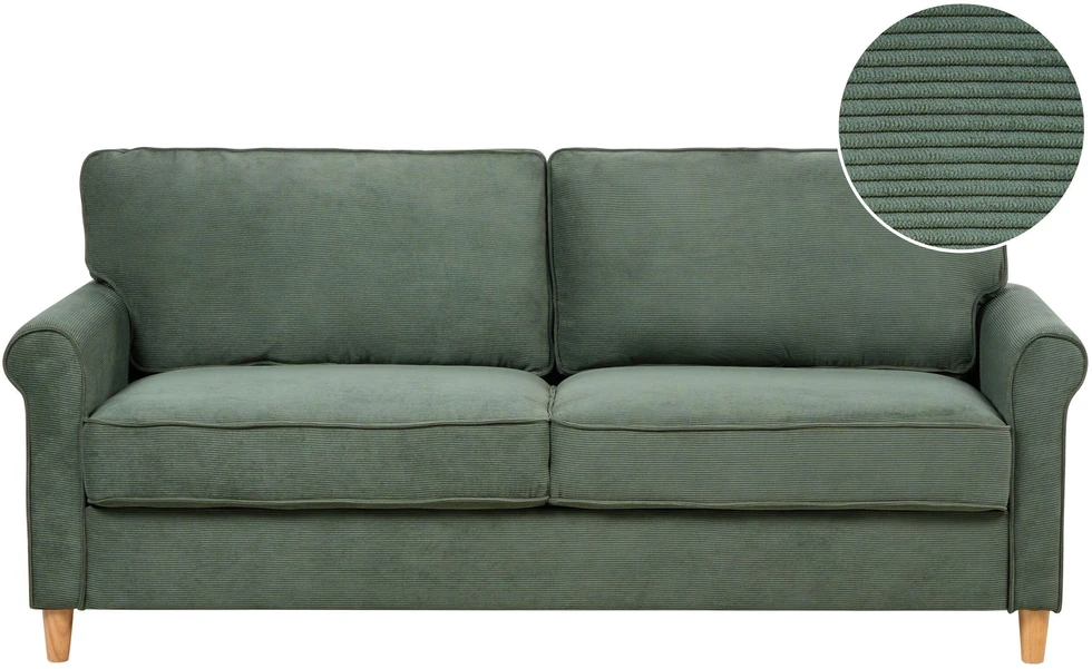Beliani Trivietė sofa RONNEBY, kordas, tamsiai žalia