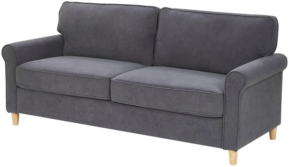 Beliani Trivietė sofa RONNEBY veliūrinė tamsiai pilka