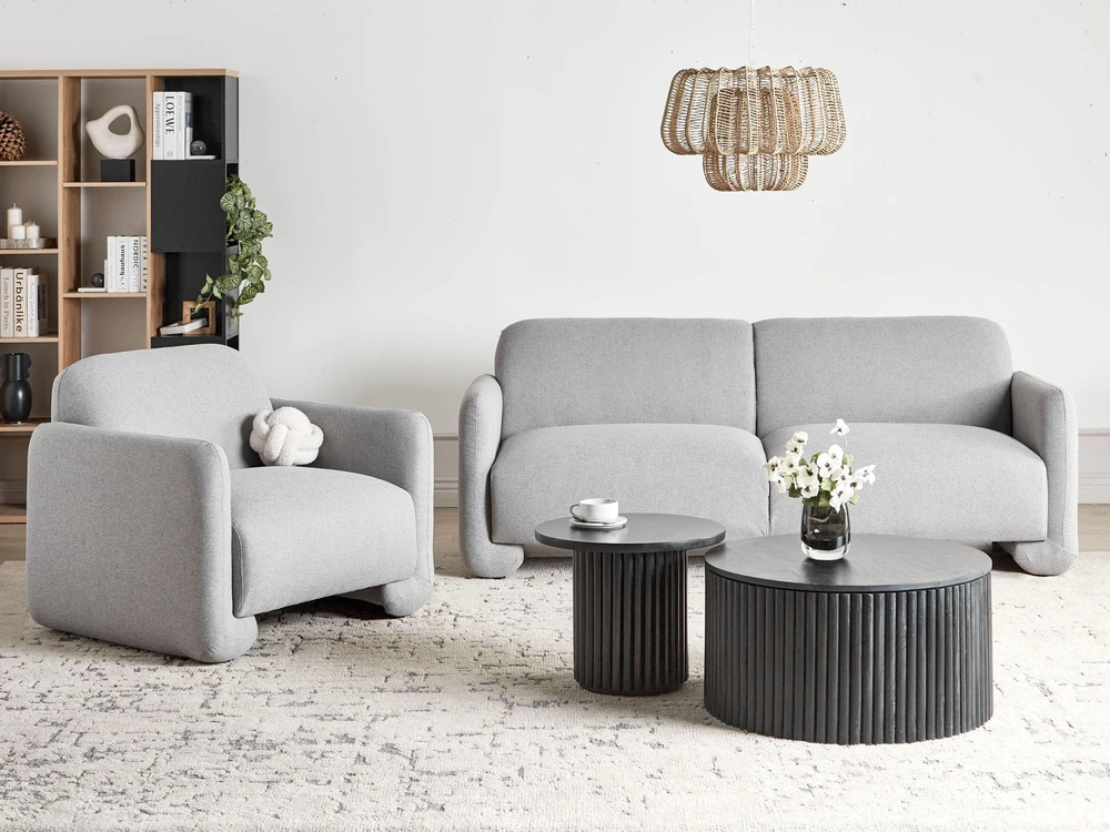 Beliani Trivietė sofa SALAND pilka